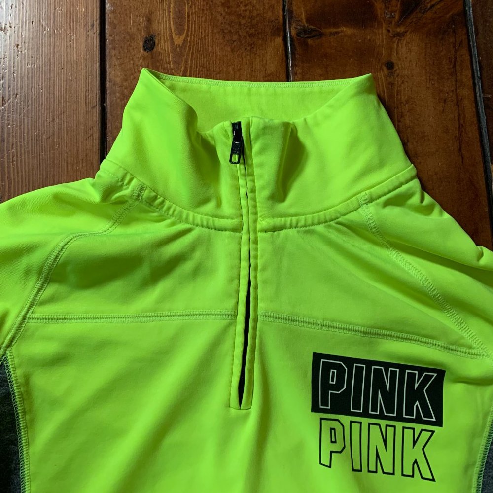 Victoria's Secret 1/4 Zip X-Small Neon Yellow Women's Ultimate Pullover Shirt - Picture 4 of 10
